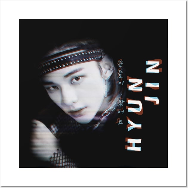 SK Hyunjin Dark Glitch Effect Wall Art by bixxbite